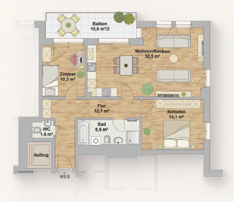 Grundriss WE 8
